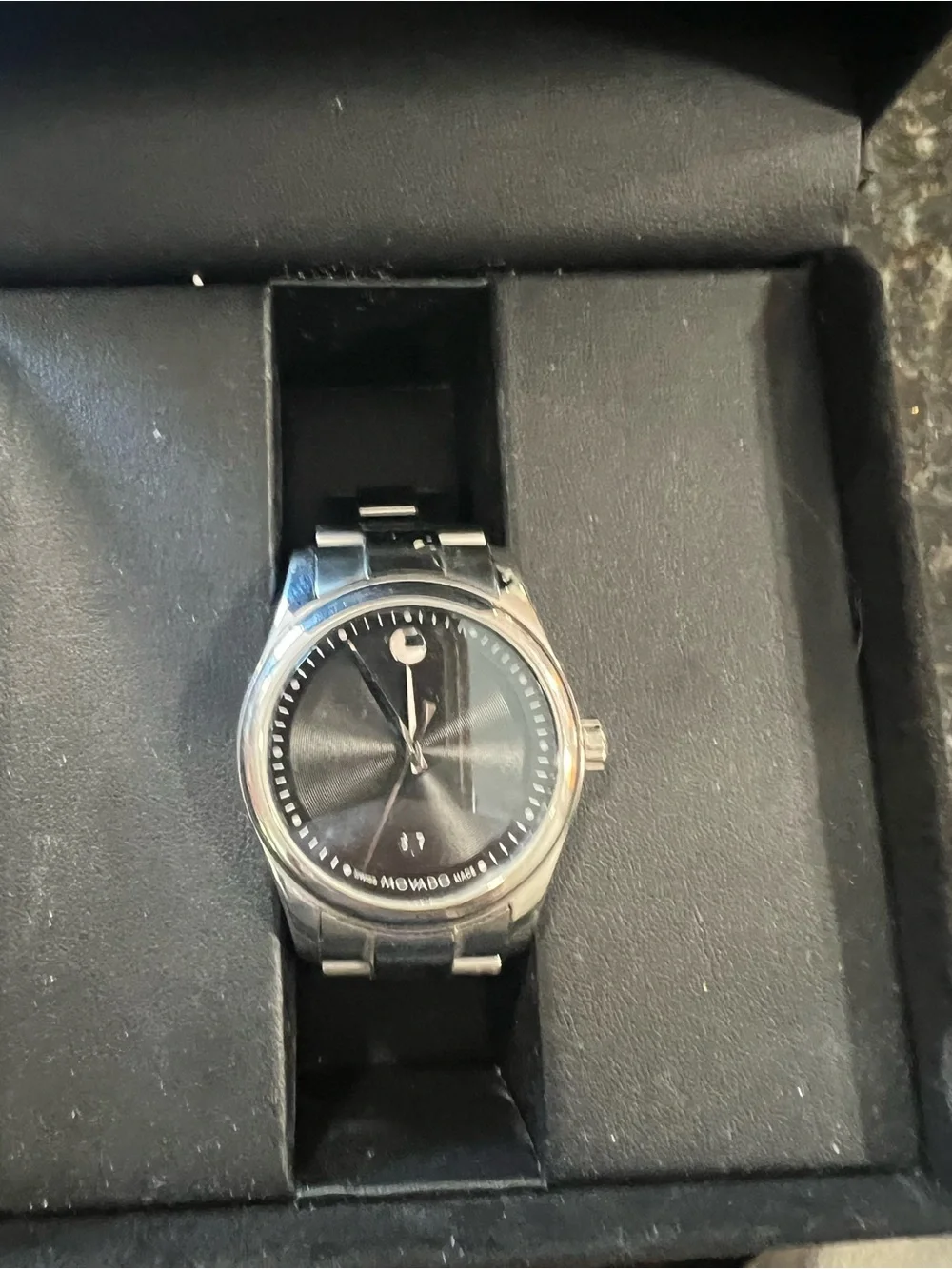 Movado Black Box with White Logo  Watch